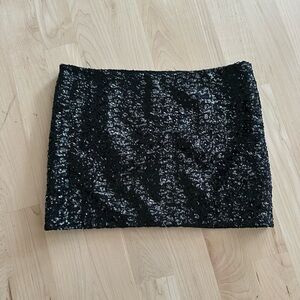 Olivaceous Black Sequin Mini Skirt